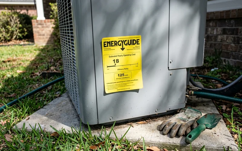 EnergyGuide label on a new heat pump