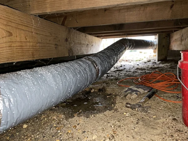 Sweating ductwork in a crawlspace under a raised river home